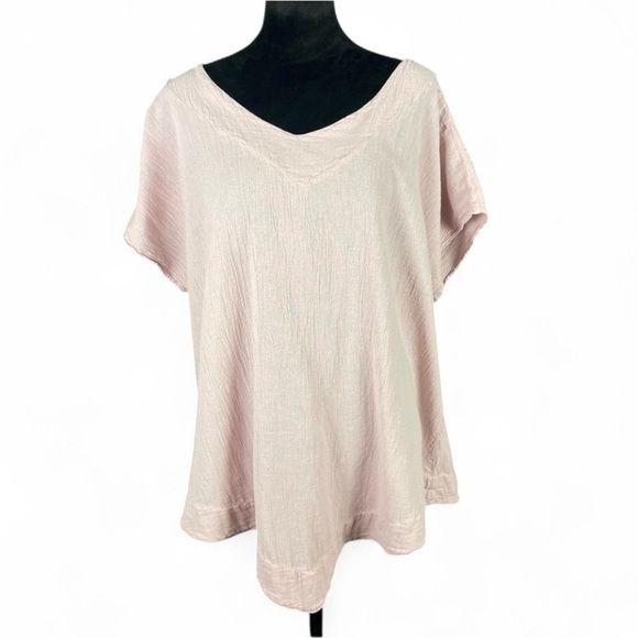 Oh My Gauze XXL Pink Lightweight Boho Lagenlook Asymmetrical Tunic Top Artsy - Picture 1 of 10